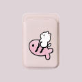 Cute Little Cat Riding Fish Cartoon Pattern Couple Card Holder Magnetic For iPhone For For MagSafe Wallet Cover.