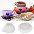Teacup Tray Silicone Mold with Handle DIY plaster Heart Coffee Cup Saucer UV Resin Epoxy Mold Candle Cup Ceramics Mold Home Deco. 