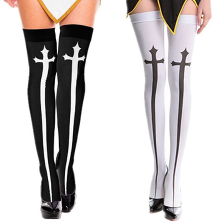 Japanese%20Harajuku%20Long%20Socks%20Festival%20Party%20Cross%20Cosplay%20Black%20Stockings%20Dark%20Gothic%20Y2K%20Knee%20Thigh%20Socks%20for%20Women's%20Skirts%20-%20Image%206