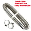 25mm 60cm Exhaust Pipe + 2pcs Clamps Air Diesel Heater Stainless Steel Tube Gas Vent Hose For Car Truck Silver. 
