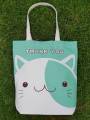 Felis Linn chic green cat pattern raw cloth bag. 