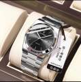 Pecolagar Quartz Men’s Stainless Steel Watch with Day & Date Display – Silver.