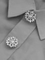 2PCS Luxulry Rhinestone Pearl Round Cufflinks for Women Shirt Button Covers Fashion Jewelry Decoration Clothes Accessories.