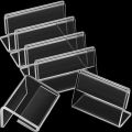 Clear Acrylic Sign Display Holder with Vertical Slanted Back, L Shape Clear Price Sign Stands Name Card Label Counter Top Stand for Restaurants Hotels Stores (9cm x 7cm). 