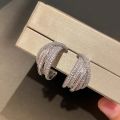 Huitan Novel Brilliant Hoop Earrings with Cubic Zirconia Versatile Female Ear Accessories Luxury Attractive Wedding Jewelry .