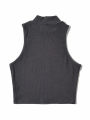 Summer Black Women Fashion Crop Top High Neck White Sleeveless Tank Tops 5 Colors. 