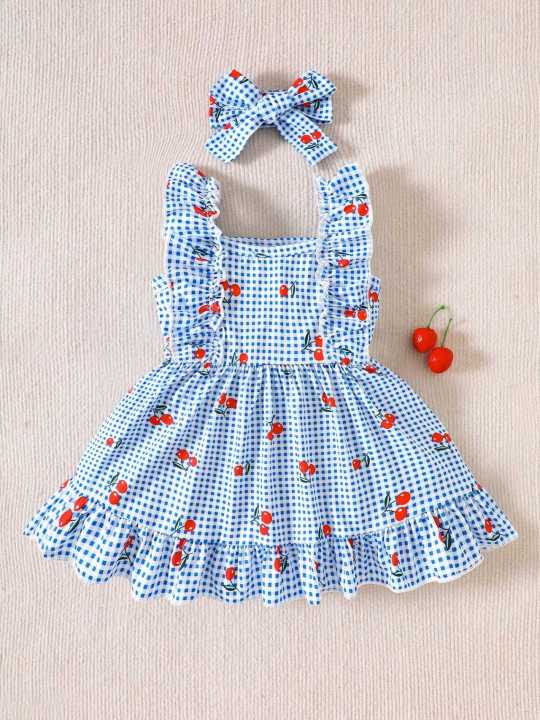 2-piece%20set%20of%20newborn%20baby%20girl%20pink%20cartoon%20strawberry%20plaid%20printed%20dress,%20cute,%20sweet,%20fresh%20bow%20headband,%200-3%20months%20old,%20s%20-%20Image%202