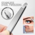 Stainless Steel Tweezers, Slant Tip & Round Head Precision Tweezers for Eyebrows, Facial Hair Removal Eyebrow Tweezers. 