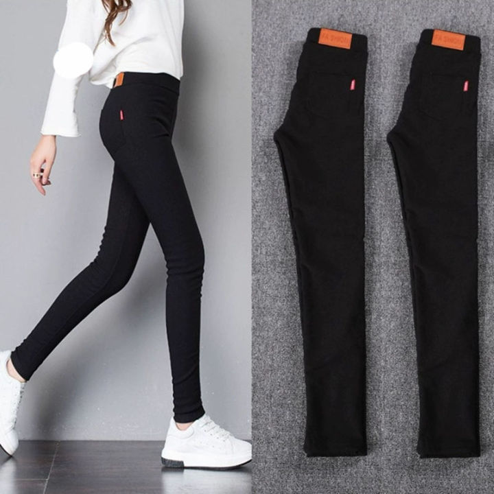 2025 New Autumn Black Pencil Pants Women Korean Style Tight Stretch Office Lady Denim Pants Elegant Comfy Ankle Length Jeans