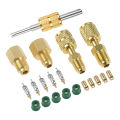 20pcs/set Mini Split R410A R134A Adapters 5/16" 1/4" SAE Plug 1/2" Acme Male To Female Brass Fitting Kit with Valve Core Remover. 