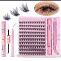 Lash Extension Kit 120 PCs Mix Eyelash Extension Kit Lash Clusters Individual Lashes with Lash Bond and Seal Tweezer for Beginner. 