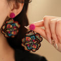 Colorful Rice Beads Embroidered Flower Earrings for Women Unique Design Drop Earring Retro Delicate Luxury Designer Jewelry. 