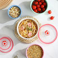 3pcs Wheat straw fresh-keeping bowl three-piece set with lid for home microwaveable plastic round lunch box. 