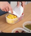 Premium 2 Partition Food Storage Lunch Box | Plastic Airtight Snack Box | Kids School Lunch Box | Vegetable & Fruit Storage Container | Portable Bento Box with Dual Compartments | Durable Kitchen Food Organizer. 