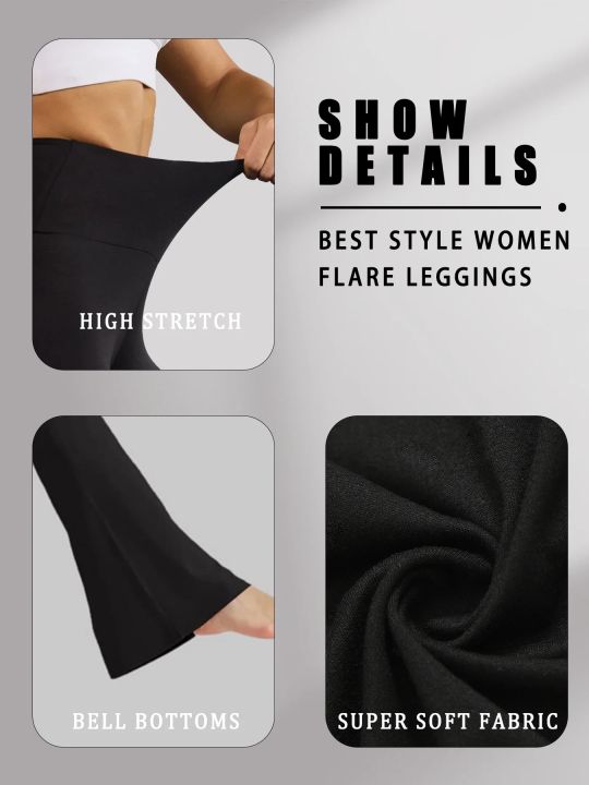 Women's%20Super%20Soft%20Flare%20Pants%20High%20Waisted%20Tummy%20Control%20Workout%20Yoga%20Leggings%20Bell%20Bottoms%20-%20Image%203