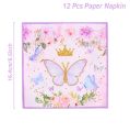 Pink Butterfly Birthday Tableware Backdrop Happy 1st First Birthday Party Decorations Kids Girl Butterfly Decoration Baby Shower. 