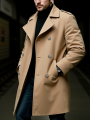 Men's Single-Breasted Wool Coat Thickened for Winter Trench Style Professional Look.