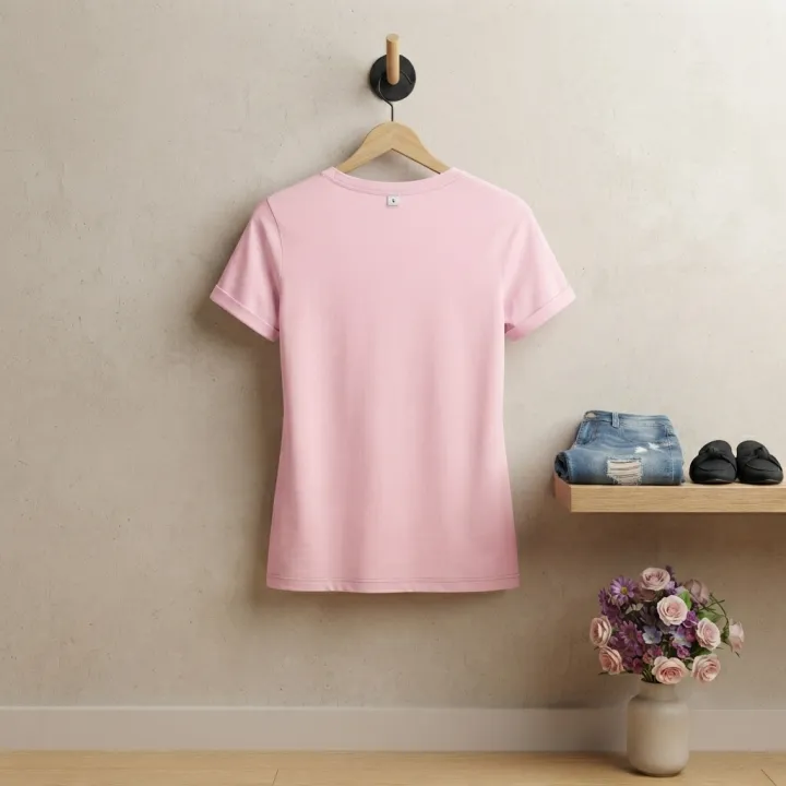 Womens%20Fashion%20Top%20Short%20Sleeve%20Printed%20T%20Shirt%20Cotton%20Polyester%20Casual%20Wear%20Stylish%20Girls%20Top%20-%20Image%202
