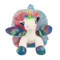 Winter Kids Rainbow Fluffy School Bag Children Cute Plush Toy Unicorn Backpack For Kids. 