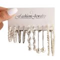 5 Pairs Elegant Wrapped Imitation Pearl Round Hoop Earrings Exaggerated Geometry Big Round Earrings Women's Party Set Jewelry.