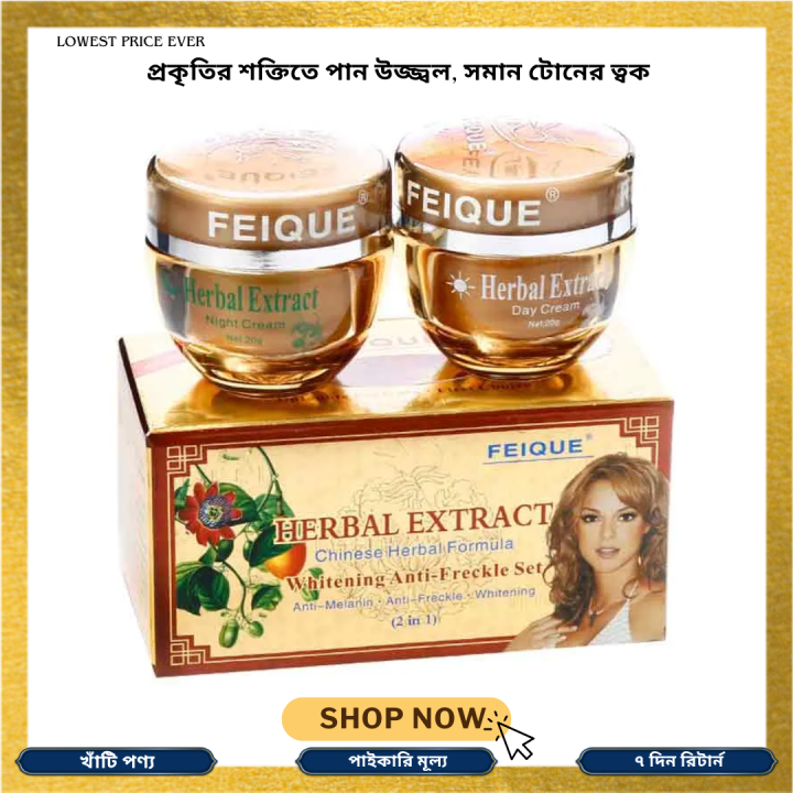 FEIQUE Herbal Extract Chinese Herbal Formula Whitening Anti-Freckle Set/ Anti-Melanin Anti-Freckle Whitening (2 in 1) Day & Night Cream (Made In China)