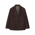 ETJ Fall/Winter 2025 New Women's Street Fashion oversized pinstripe shoulder-padded loose suit jacket for women.