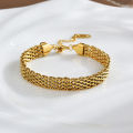 Titanium Stainless Steel Gold Plated Bracelet For Girls & Women Water Proof Occident Metal Texture Bracelet Collar Jewelry Gifts Qoddess. 