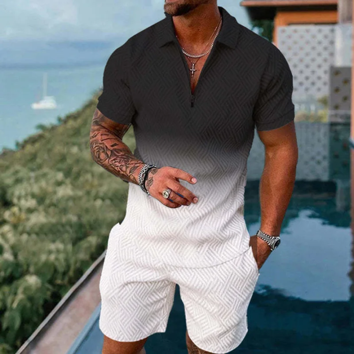Interesting%20Men's%20Short%20Sleeved%20Set%203D%20Checkered%20Printed%20Fashionable%20Zipper%20Polo%20Shirt%20Suit%20Loose%20Summer%20T-shirt%20Set%20Ropa%20Hombre%20-%20Image%206