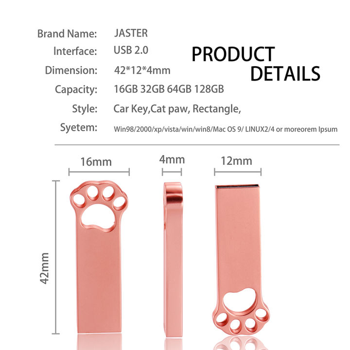 JASTER%20Bear%20Claw%20USB%20Flash%20Drive%20128GB%20Creative%20Business%20Pen%20Drive%2064GB%20Memory%20Stick%2016GB%208GB%204GB%20128M%20Metal%20Pendrive%2032GB%20%20-%20Image%206