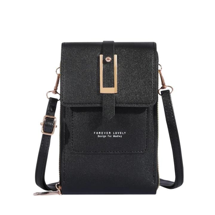 Touch Screen Mobile Phone Bag, Mini Flap Crossbody Bag, Fashion Faux Leather Purse, Vertical Wallet With Card Slots