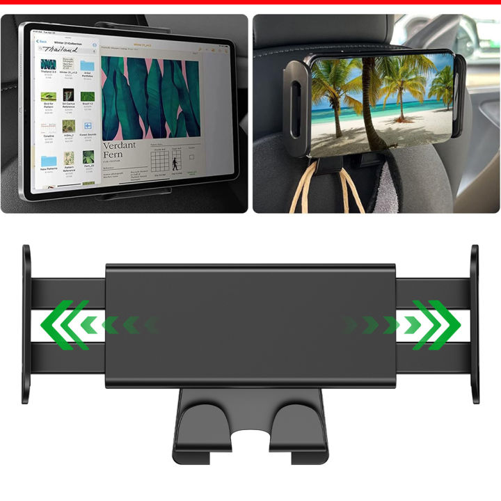 For Tesla Model 3/Y Back Seat Phone Holder with 2 Hooks 360° Rotate Stand Auto Headrest Bracket Support For Tablet PC iPad Mini