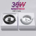 30W USB A To Type C Cable For   s8s10 Htc   android phone 2A Fast Charging Charger Cable Accessories 1M. 