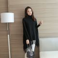 Women Poncho Coat Solid Elegant Pullover Female Jumper Irregular Tassel. 