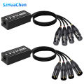 1Pair 4-Channel 3-Pin XLR Or 6.3Mm Audio And DMX Over Network Cable Extender, DMX512 Network Signal Extender Male+ Female. 
