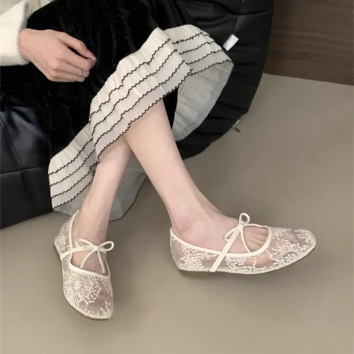 Women's%20Ballet%20Flats%20Floral%20Mesh%20Mary%20Janes%20Romantic%20Bowknot%20Wedding%20Shoes%20Elegant%20Square%20Toe%20Summer%20Flats%20for%20Ladies%20-%20Image%204
