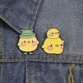 Cute Yellow Duck Enamel Pins Cartoon Cowboy Duck with Knife Animal Collection Brooches Lapel Badge Jewelry Gifts For Friends.