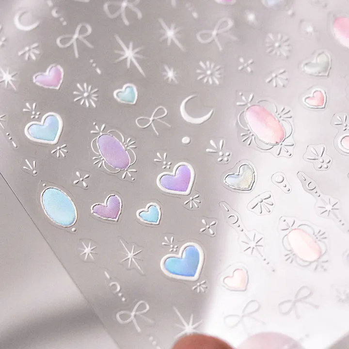 1pcs%205D%20Shell%20Light%20Nail%20Stickers%20Fashion%20Gold%20Border%20Love%20Heart%20Bowknot%20Moon%20Star%20Art%20Decal%20High%20Quality%20Manicure%20Decorations%20-%20Image%206