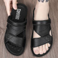 Summer Men's Sandals Leisure Beach Shoes Male Holiday Slippers Outdoor Retro Comfortable Casual Sandals leather Men Slippers. 