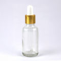 30ml Clear Transparent Glass Dropper Bottle with Golden White Cap - Perfect for Essential Oils, Face & Beauty Serums. 