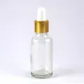 30ml Clear Transparent Glass Dropper Bottle with Golden White Cap - Perfect for Essential Oils, Face & Beauty Serums.
