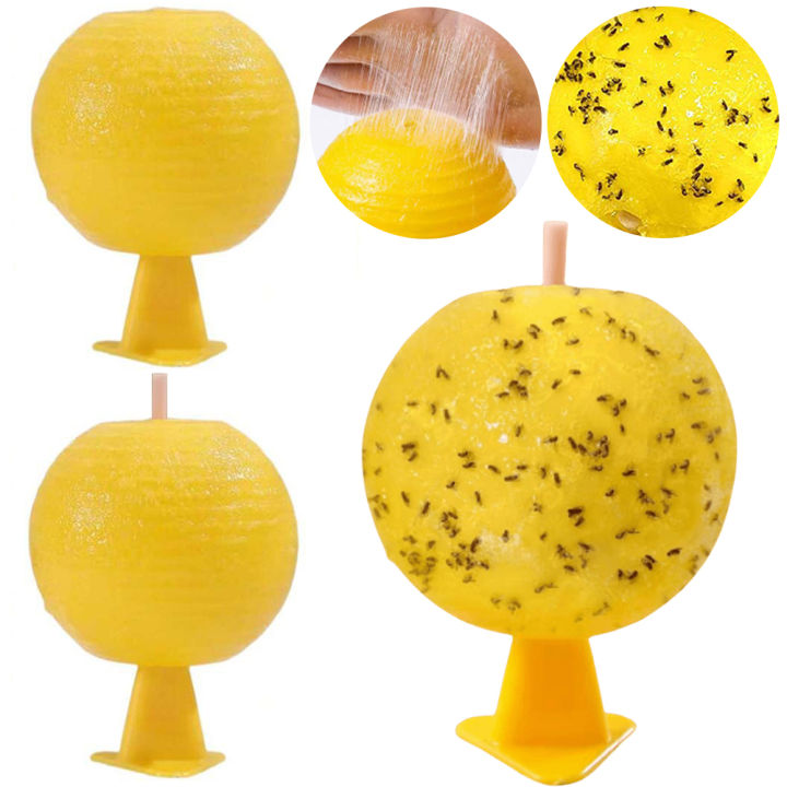 2-Pack Fruit Fly Traps – Yellow Sticky Ball Traps For Indoor & Outdoor Flying Insects – Child & Pet Safe