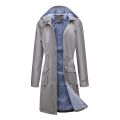 Women's Chic Hooded Long Sleeved Solid Color Trench Coat With Striped And Straight Tube Jacket Elegant British Style Windbreake.