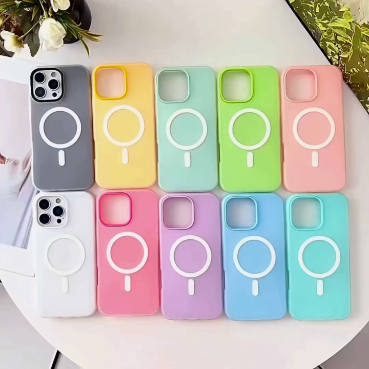 HOCE Candy Color Magnetic Phone Cases For iPhone 17 16 15 14 13 12 11 Pro Max Plus 17 Air MagSafe Case 2 in 1 Matte Back Soft Cover