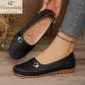 goreyodoly Women Comfortable Slip-On Loafers, Lightweight Breathable Wide Fit Flats with Embroidery & Rhinestone Buckle.