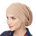 Trendy Crinkle Women's Solid Color Hijab Turban Soft Elastic Indian Bonnet Head Wrap Head Scarf Chemotherapy Cap. 
