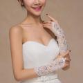 Women' Wedding Lace Gloves Bridal Fingerless Tulle Gloves Crystal Sequins Wrist Cuffs White Hook Finger Gloves.
