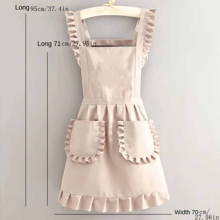 Stylish%20Korean%20Fashion%20Apron%20Princess%20Apron,%20Canvas%20Waterproof%20Dining%20Apron%20with%20Pockets,%20Polyester%20Apron%20for%20Women,%20Simple%20S%20-%20Image%202
