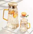 Luxury Hammered Glass Water Pitcher with Gold Tone Handle & Lid Modern Heat Resistant Iced Tea Juice & Sangria Decanter by Carpets Galaxy.