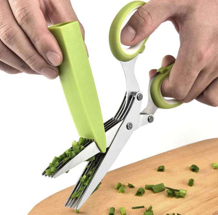 5 Layers kitchen scissor,Vegetable & Fruit Cutter & Slicer Scissor With 5 Layer- Save Time And Energy - Salad Maker -Kitchen Utensils