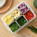 Refrigerator Storage Box 6 Grid Food Vegetable Fruit Storage Box Fridge Organizer Drain Basket Meat Onion Ginger Clear Crisper. 